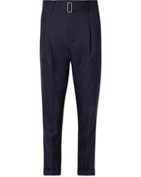 Officine Generale - Hugo Tapered Belted Wool Suit Trousers - Lyst