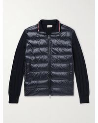 Moncler - Logo-appliquéd Ribbed Cotton And Quilted Shell Down Cardigan - Lyst