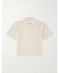 AURALEE - Tussah Open-knit Silk And Cotton-blend Polo Shirt - Lyst