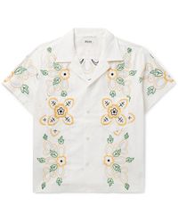 Bode - Buttercup Camp-collar Embroidered Cotton-voile Shirt - Lyst