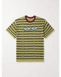 Brain Dead - Logo-Embroidered Striped Cotton-Jersey T-Shirt - Lyst