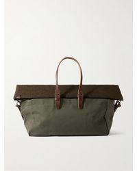 Bleu De Chauffe - Cabine Leather-Trimmed Tweed And Canvas Weekend Bag - Lyst