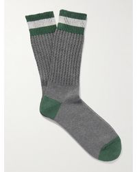 MR P. - Striped Ribbed Cotton-Blend Socks - Lyst