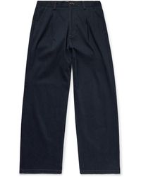 Oliver Spencer - Orsman Straight-leg Pleated Herringbone Cotton-blend Trousers - Lyst