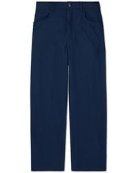 Loewe - Carpenter Straight-Leg Leather-Trimmed Cotton-Twill Trousers - Lyst