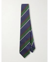 Drake's - Striped Silk And Cotton-Blend Twill Tie - Lyst