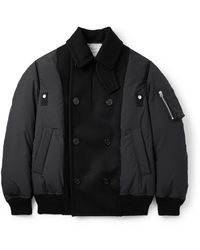 Sacai - Double-Breasted Wool And Ripstop Down Bomber Jacket - Lyst