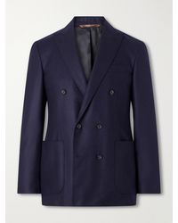 Canali - Kei Double-Breasted Wool And Silk-Blend Blazer - Lyst