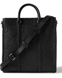 Gucci - Jumbo GG Logo-debossed Full-grain Leather Tote Bag - Lyst