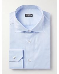 ZEGNA - Schmal geschnittenes Hemd aus gestreifter Baumwolle mit Cutaway-Kragen - Lyst