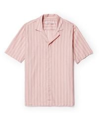 Orlebar Brown - Maitan Camp-collar Striped Cotton Shirt - Lyst