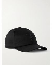 Tom Ford - Leather-Trimmed Logo-Embroidered Cashmere Baseball Cap - Lyst