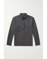 dunhill - Prince Of Wales Checked Wool And Cashmere-blend Overshirt - Lyst