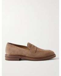 Brunello Cucinelli - Leather-trimmed Suede Penny Loafers - Lyst