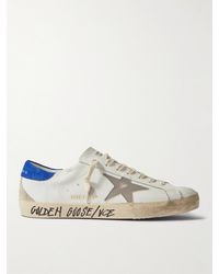 Golden Goose - Super-star Distressed Printed Suede-trimmed Leather Sneakers - Lyst