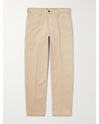 Drake's - Straight-Leg Peached Cotton-Twill Trousers - Lyst