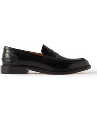 VINNY'S Townee Polished-leather Penny Loafers - Black