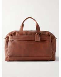 Brunello Cucinelli - Logo-print Full-grain Leather Duffle Bag - Lyst