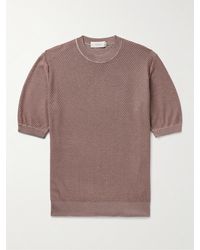 Agnona - Honeycomb-knit Silk And Cotton-blend T-shirt - Lyst