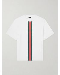 Gucci - Logo-Print Striped Cotton-Jersey T-Shirt - Lyst