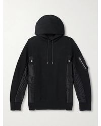 Sacai - Nylon-trimmed Cotton-blend Jersey Hoodie - Lyst
