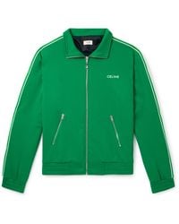 Celine - Logo-Embroidered Striped Tech-Jersey Track Jacket - Lyst