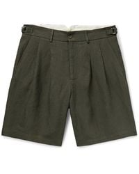 De Bonne Facture Pleated Linen Shorts - Green