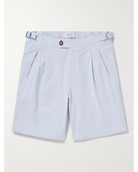 MR P. - Wide-leg Pleated Organic Cotton-blend Twill Shorts - Lyst