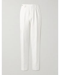 Brunello Cucinelli - Straight-leg Pleated Cotton-crepe Trousers - Lyst