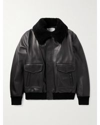 Gabriela Hearst - Grant Shearling-trimmed Leather Aviator Jacket - Lyst