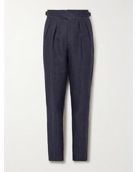 Rubinacci - Manny Tapered Pleated Linen Trousers - Lyst