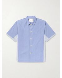 Sacai - Panelled Striped Cotton-poplin Shirt - Lyst