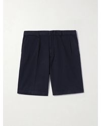 ZEGNA - Straight-Leg Pleated Cotton And Linen-Blend Twill Shorts - Lyst