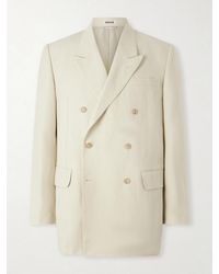 AURALEE - Double-Breasted Wool, Cotton And Linen-Blend Oxford Blazer - Lyst