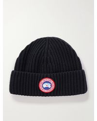 Canada Goose - Logo-Appliquéd Ribbed Wool And Cashmere-Blend Beanie - Lyst