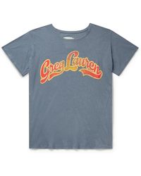 Greg Lauren Logo-print Recycled Cotton-jersey T-shirt - Blue