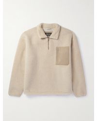 Loro Piana - Suede-trimmed Cashmere And Silk-blend Fleece Half-zip Sweater - Lyst
