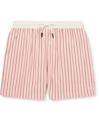 Solid & Striped The Classic Mid-length Striped Cotton-blend Chambray Swim Shorts - Pink