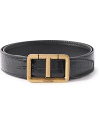 Tom Ford - 3cm Croc-effect Glossed-leather Belt - Lyst