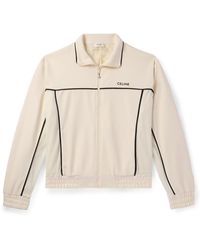 Celine - Logo-Embroidered Mesh-Trimmed Jersey Track Jacket - Lyst