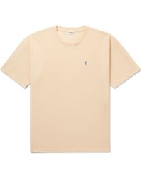 Saint Laurent - Logo-embroidered Cotton-piqué T-shirt - Lyst