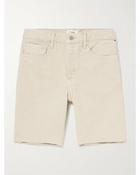 FRAME - Distressed Straight-Leg Cotton-Canvas Shorts - Lyst