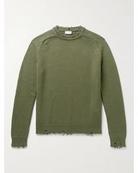Saint Laurent - Distressed Cotton Sweater - Lyst