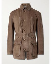 Brunello Cucinelli - Belted Suede Field Jacket - Lyst