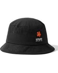 KENZO - Appliquéd Logo-embroidered Cotton-canvas Bucket Hat - Lyst