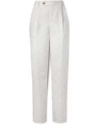 Brunello Cucinelli - Slim-fit Straight-leg Pleated Linen-twill Suit Trousers - Lyst