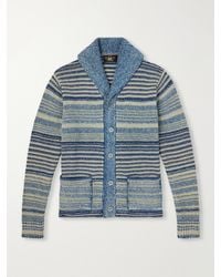 RRL - Shawl-Collar Striped Cotton And Linen-Blend Cardigan - Lyst