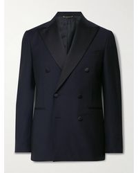 Canali - Slim-fit Double-breasted Satin-trimmed Wool Tuxedo Jacket - Lyst