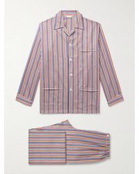 Derek Rose - Wellington Striped Cotton-Poplin Pyjama Set - Lyst