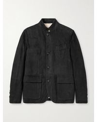 Eleventy - Slim-Fit Nehru-Collar Padded Suede Down Jacket - Lyst